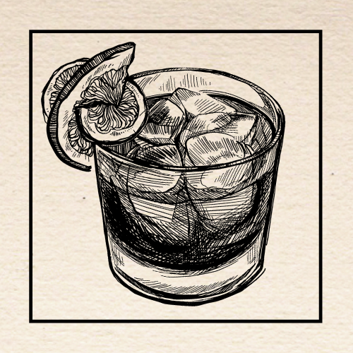 Illustration of Jeanette Conner's (North 45) "Vieux Loire" Old Fashioned. Portland, Oregon.